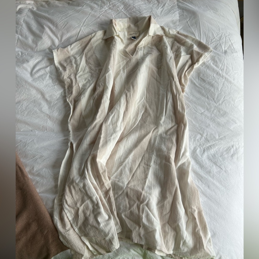 Universal Thread Cream Collared Short Sleeve Lightweight Dress